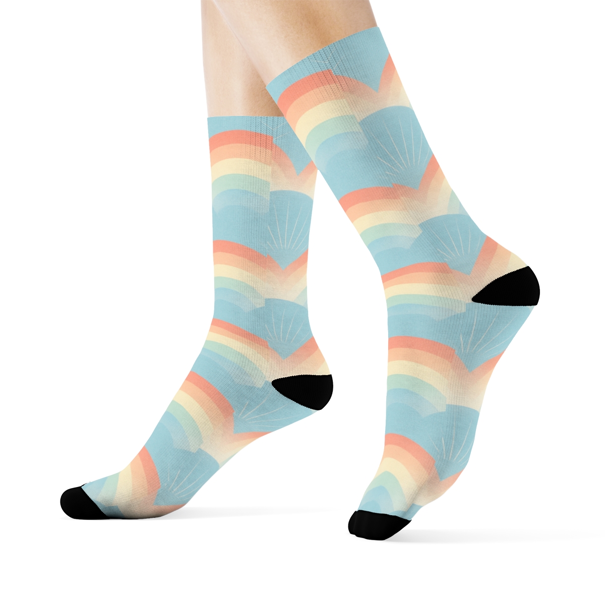Soft Horizon Rainbow Band Tapestry custom crew socks