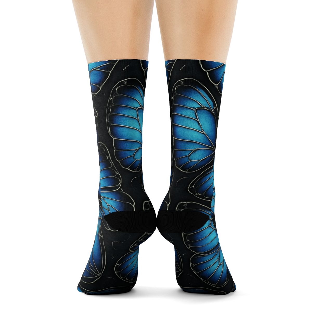 Iridescent Morpho Wing Vein Lattice On Charcoal Background soft everyday crew socks