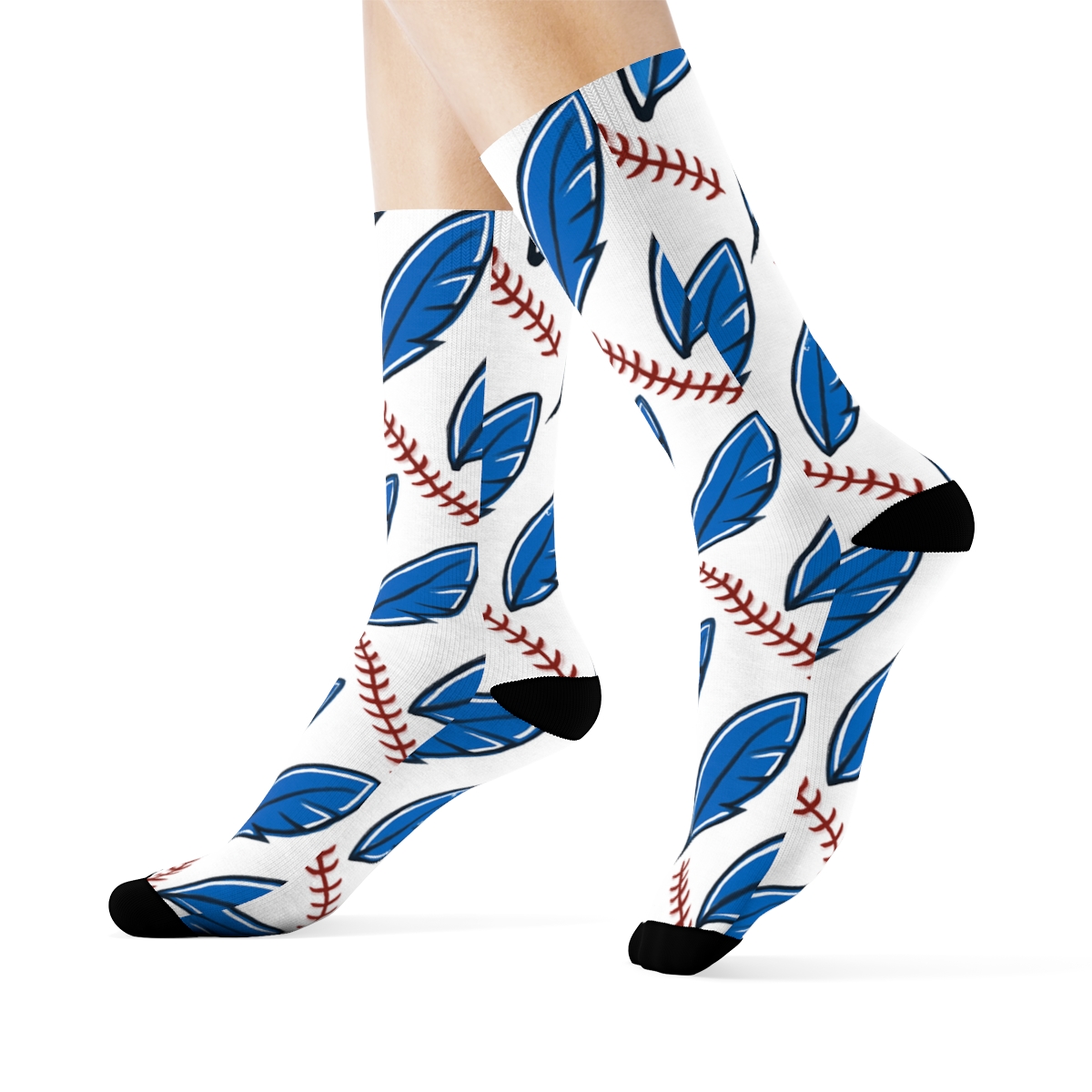 Feather Grid With Blue Jays Energy comfortable cotton crew socks