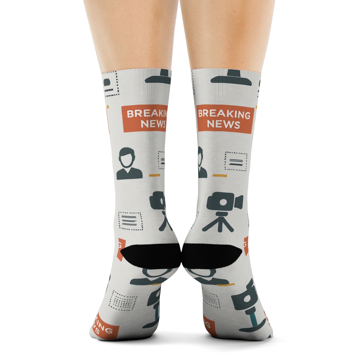 Teleprompter Parade With News Anchor Icons premium sports crew socks