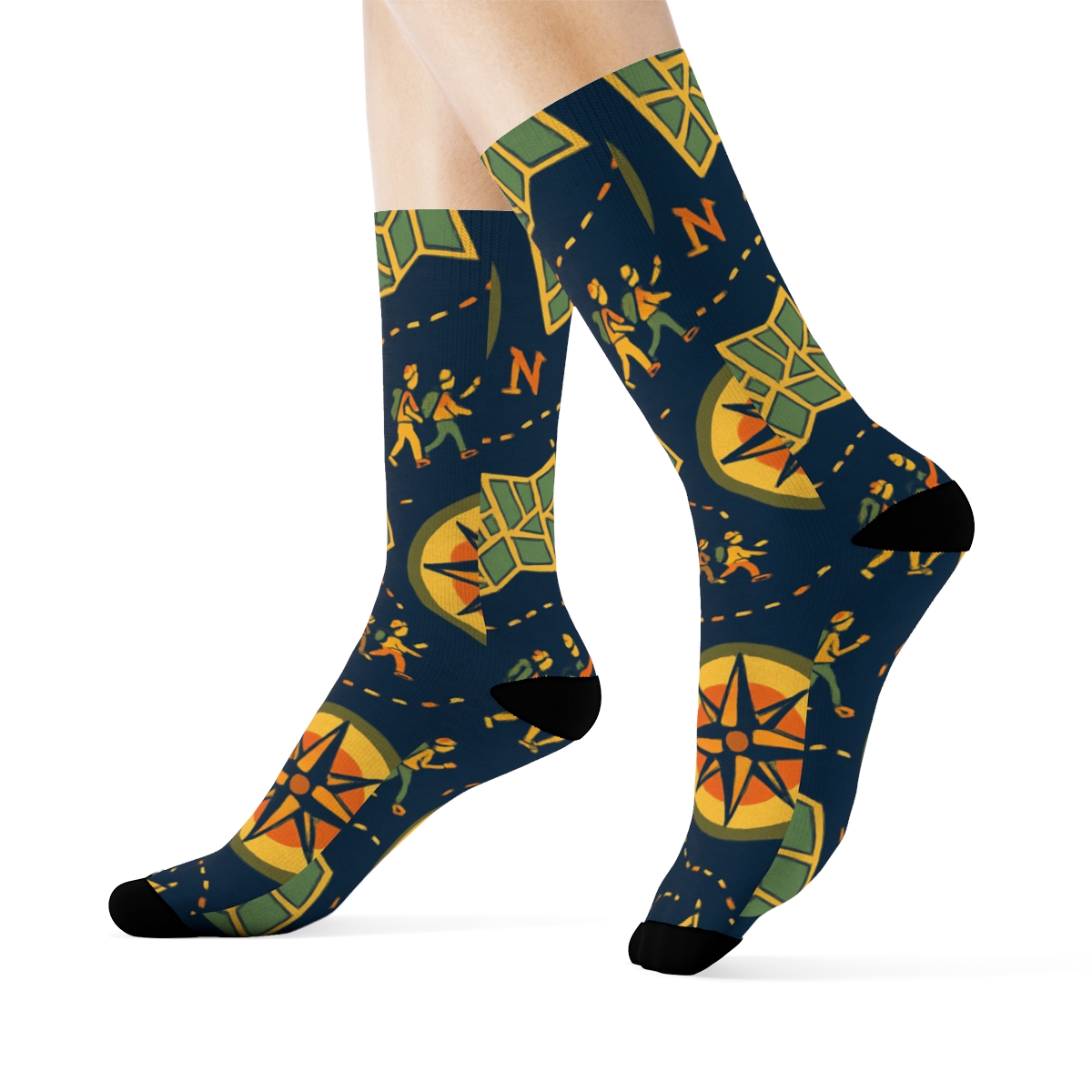 Compass Ribbon Mosaic Tour Guide Edition personalized crew socks