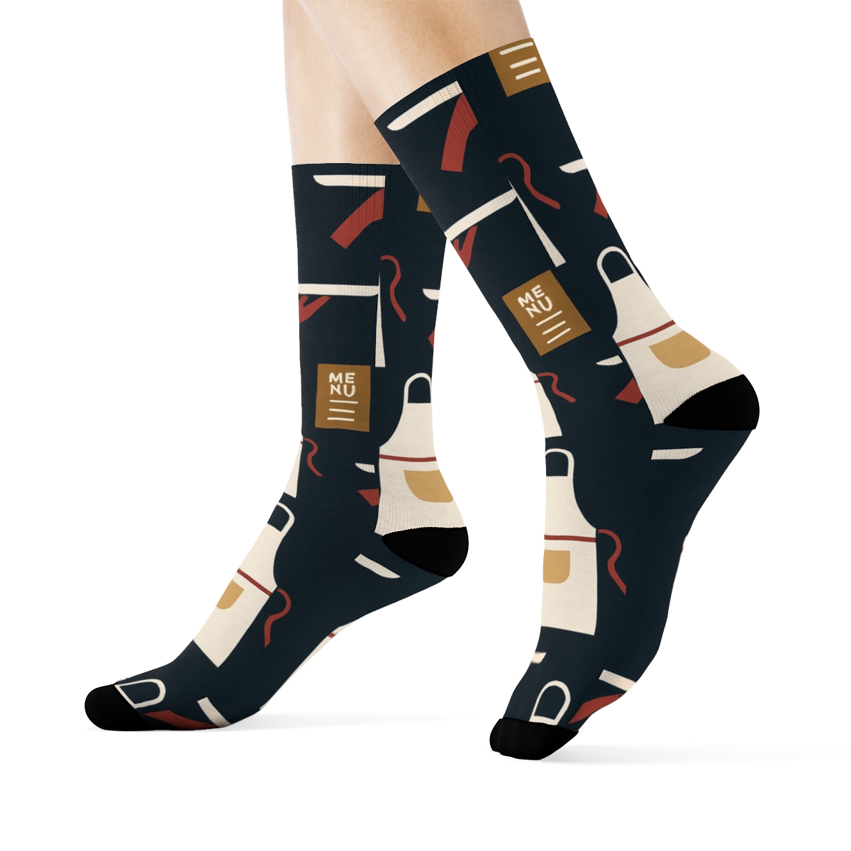 Midnight Apron Lattice Waiter Design comfortable cotton crew socks