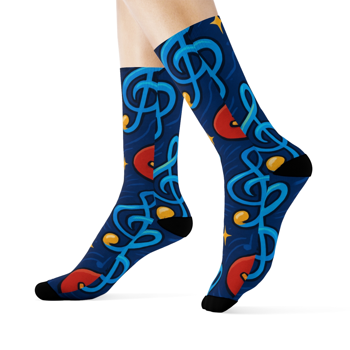 Musician Constellation Of Treble Clefs And Guitars custom crew socks