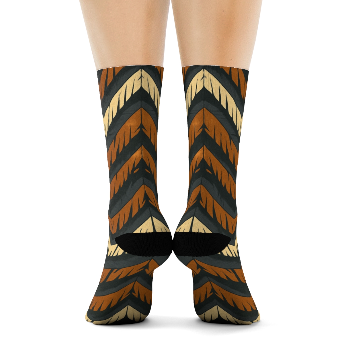 Eagle Feather Chevron Ridge On Charcoal Background personalized crew socks