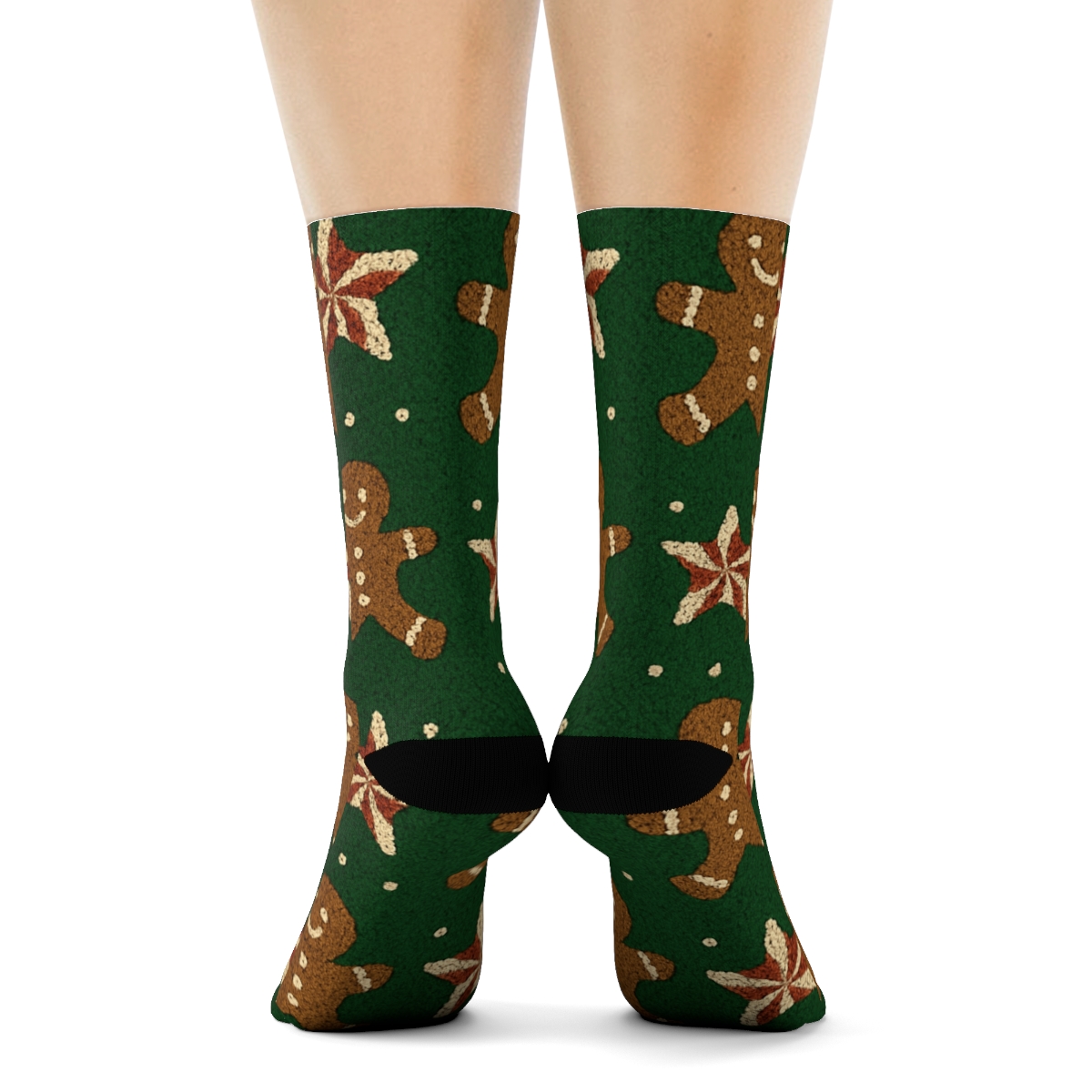 Gingerbread Men March Holiday stylish athletic crew socks