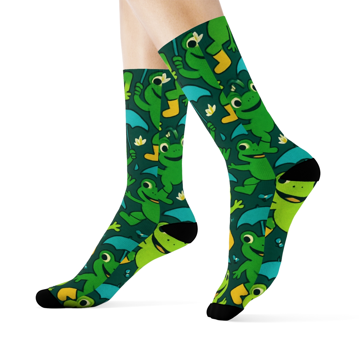 Playful Frog Party Tessellation unique graphic crew socks