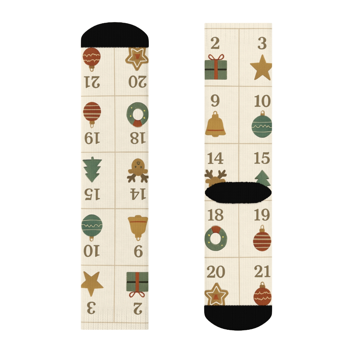 Advent Calendar Window Grid On Ivory Background stylish athletic crew socks