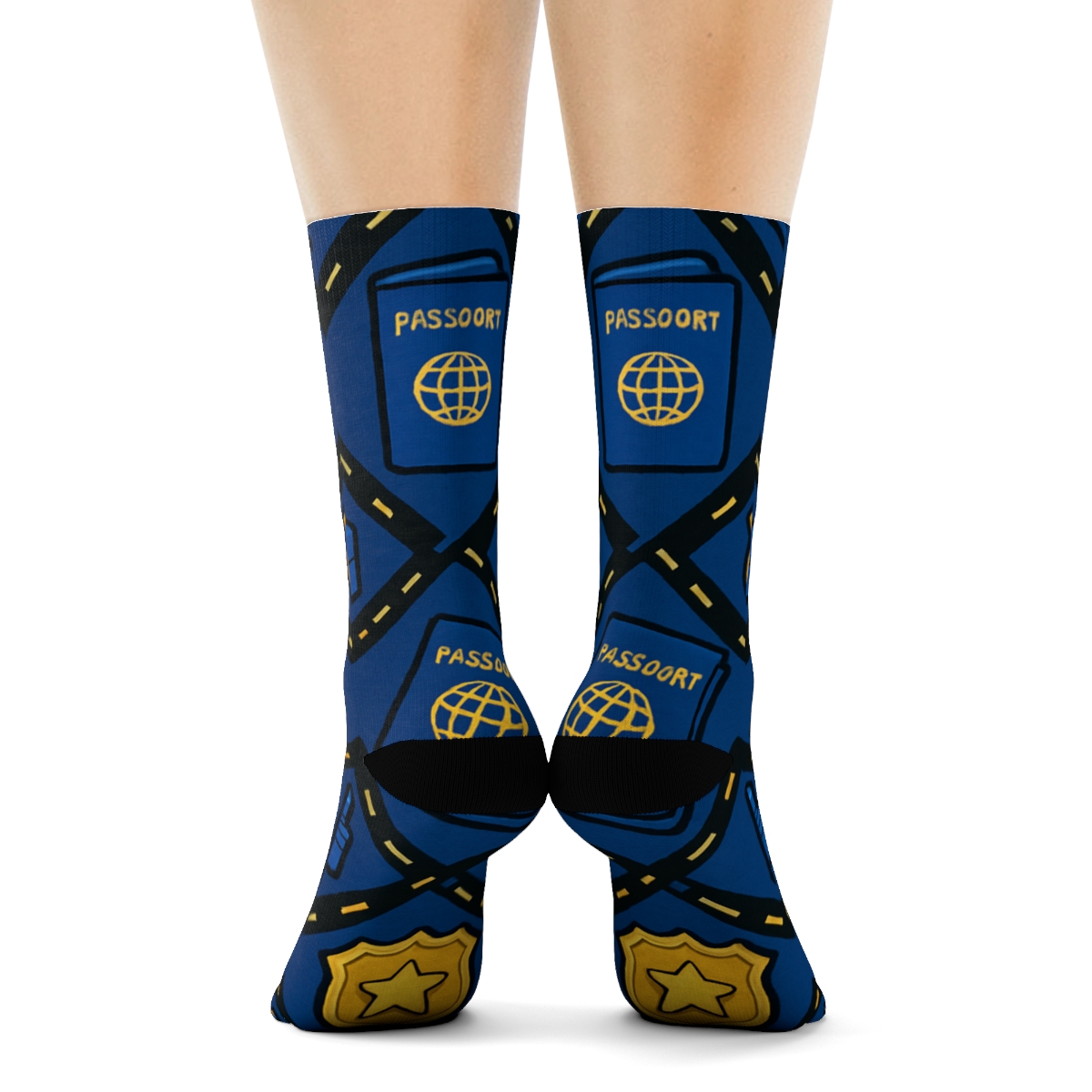 Customs Officer Badge Lattice On Night Runway premium sports crew socks
