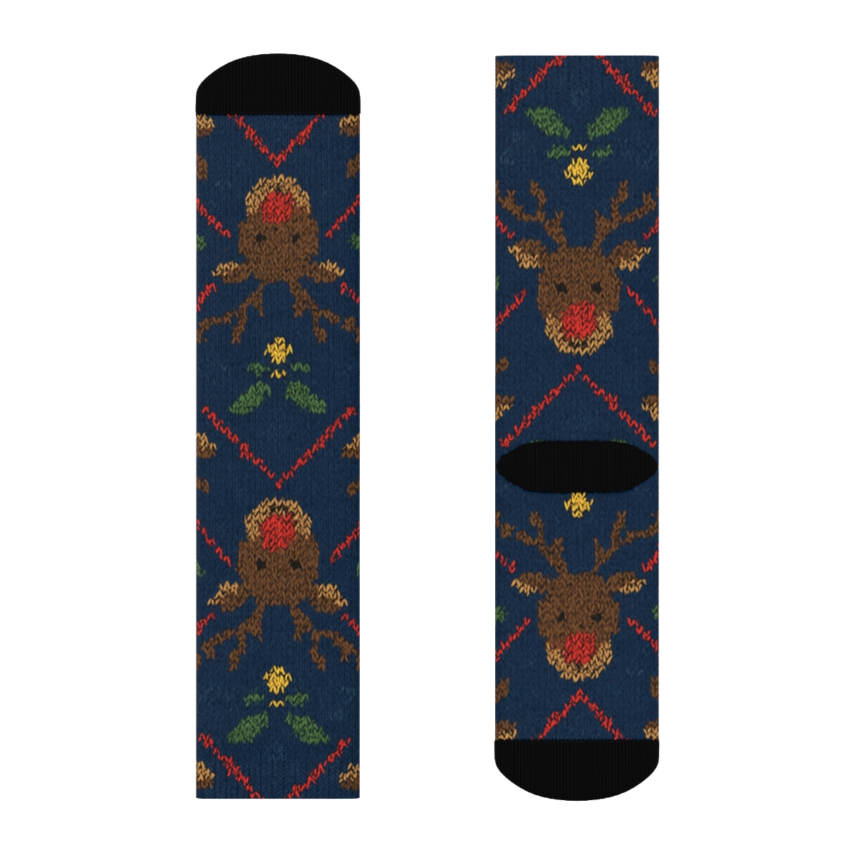 Nordic Knit Rudolph Antler Lattice personalized crew socks