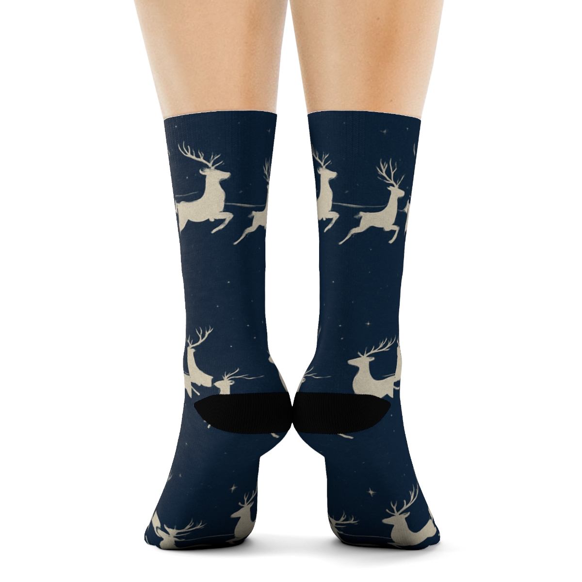 Midnight Sleigh Ride Xmas Wrap premium sports crew socks