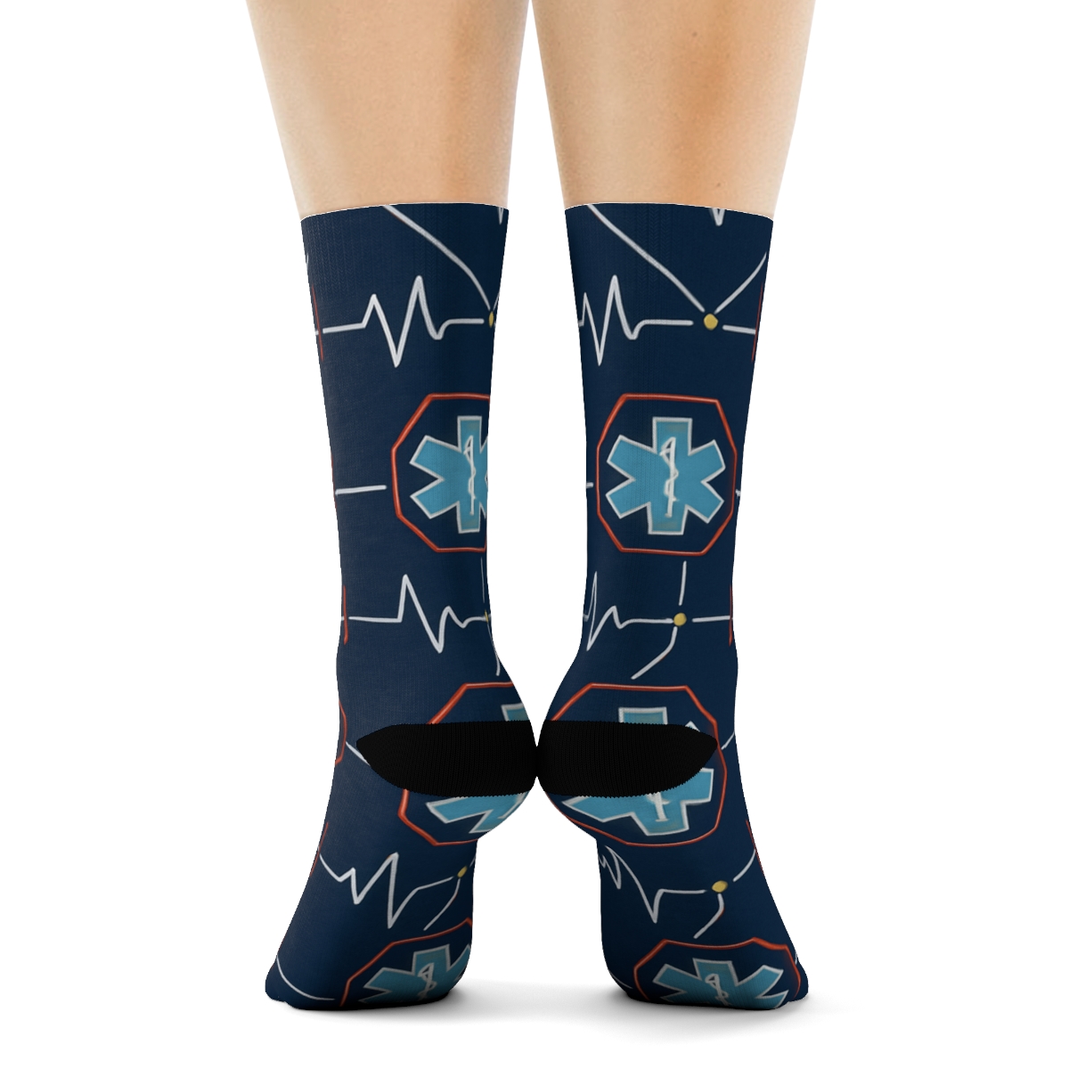 Paramedic Night Shift Star Of Life Lattice personalized crew socks