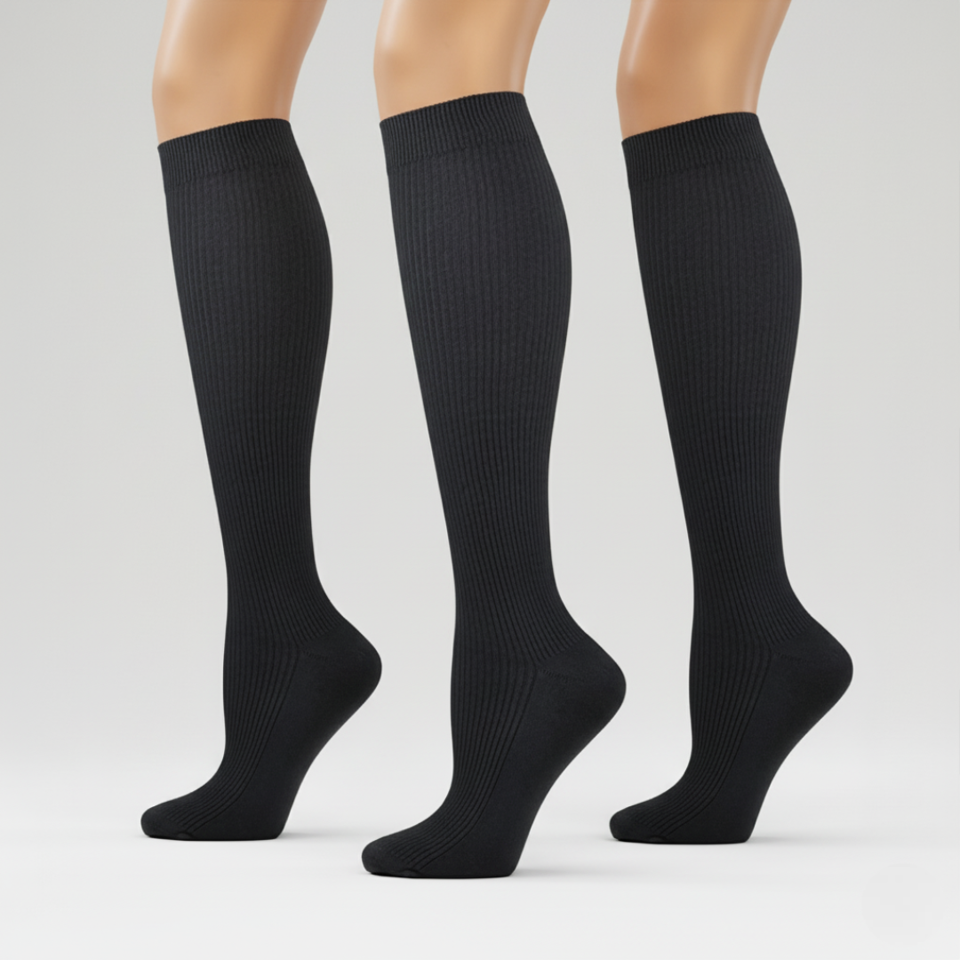 Pack of 3 Women Soft Combed High Long Ribbed Seamless Socks