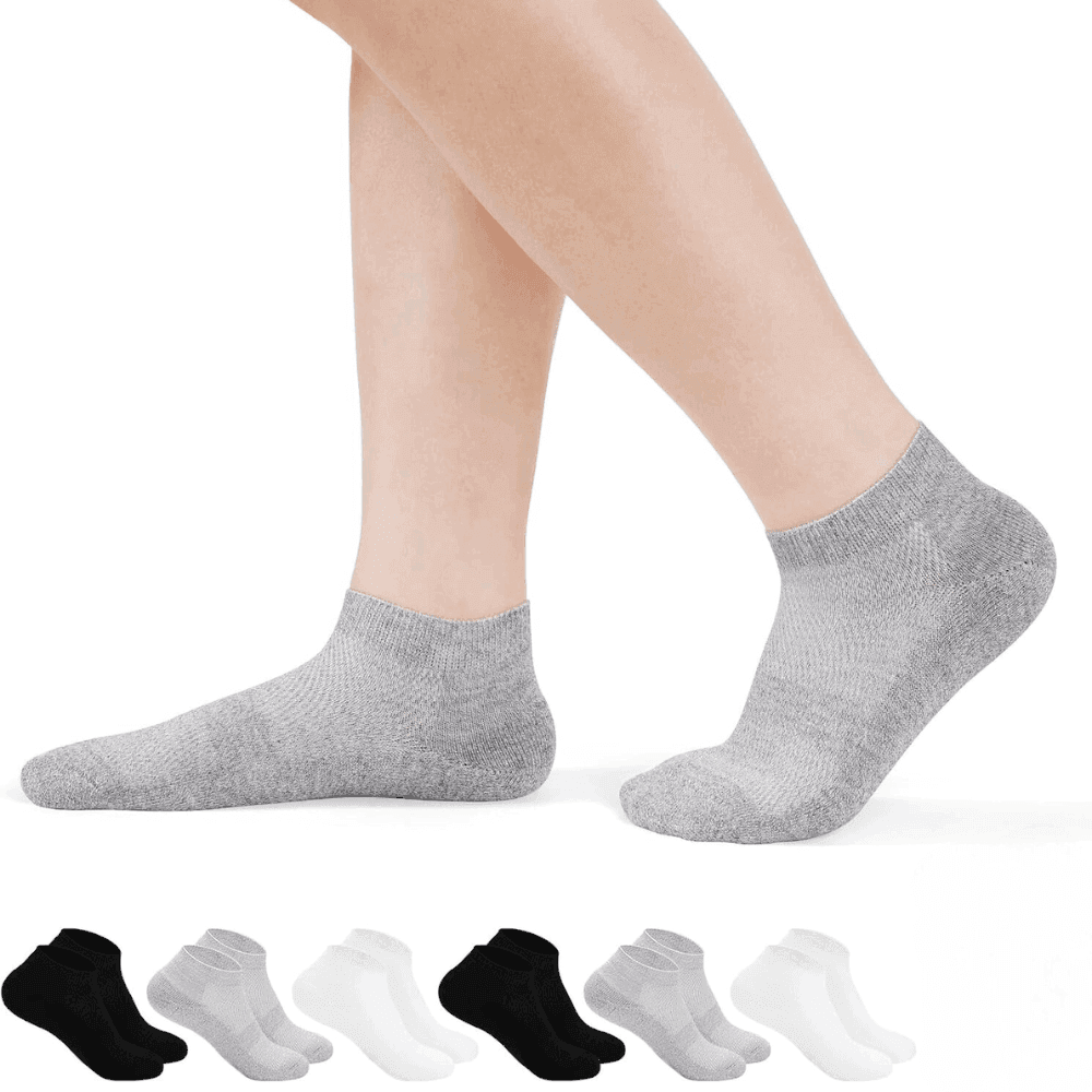 6 Pack Lightweight Comfort Diabetic Socks – Secure Fit with Grip