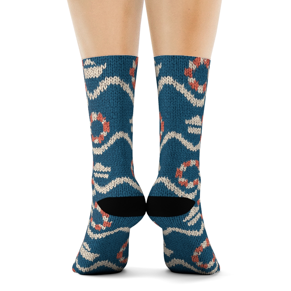 Sailor Knit Illusion Wave Chevron premium sports crew socks