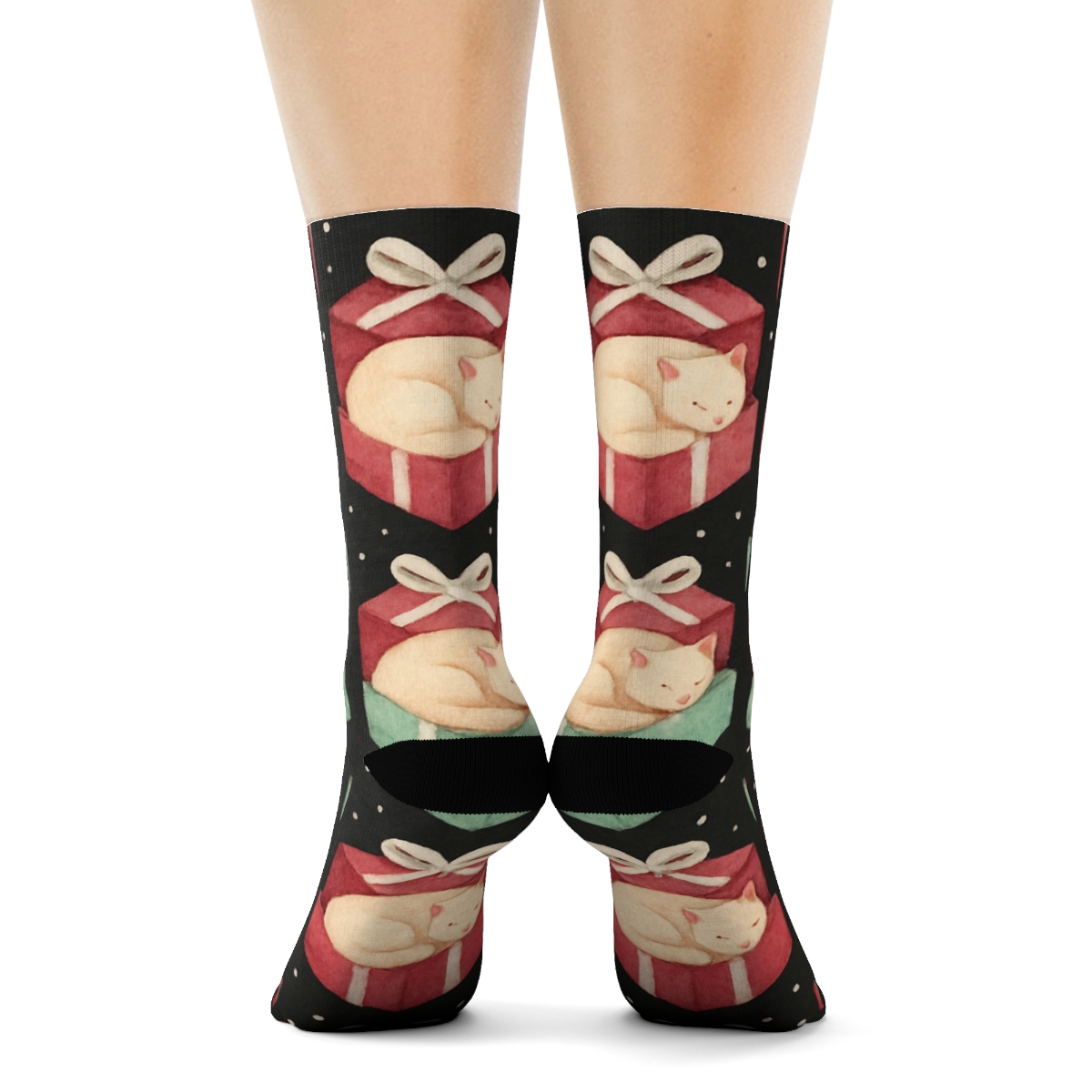 Sugarplum Night Box Cats Chevron premium sports crew socks