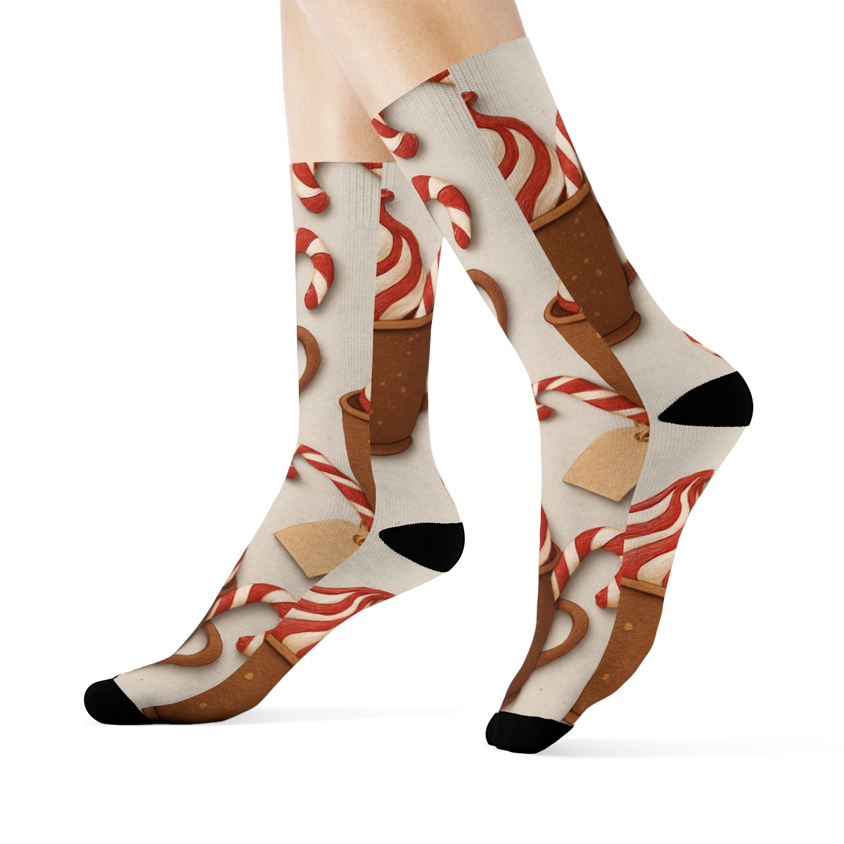 Candy Canes And Cocoa Mug Vignette Wrap Pattern custom crew socks