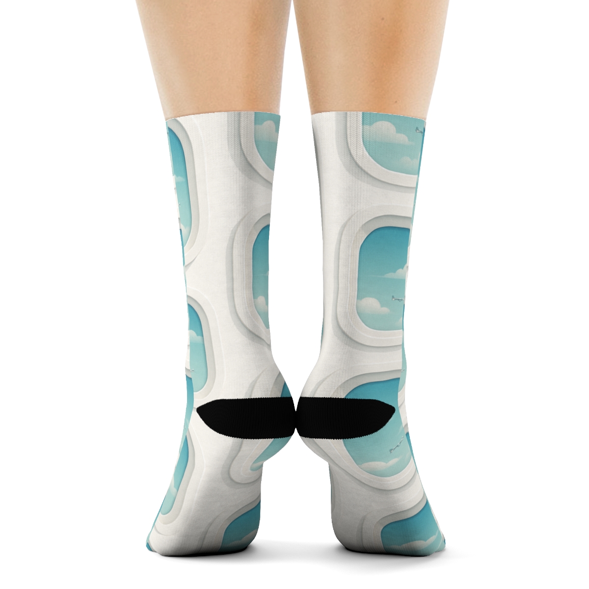 Sky Window Grid With Airplane Views personalized crew socks