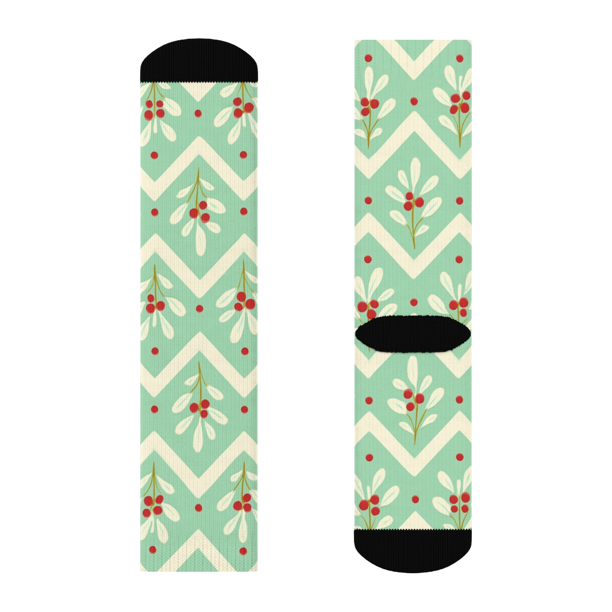 Mistletoe Wave Chevron comfortable cotton crew socks