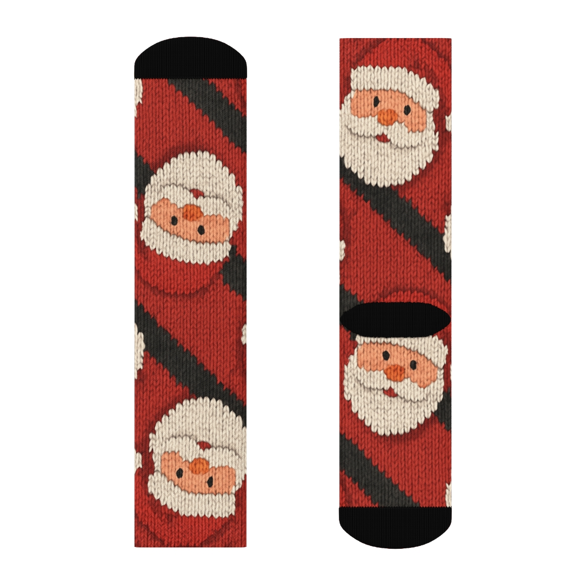 Knitted Santa Suit Illusion Tessellation soft everyday crew socks