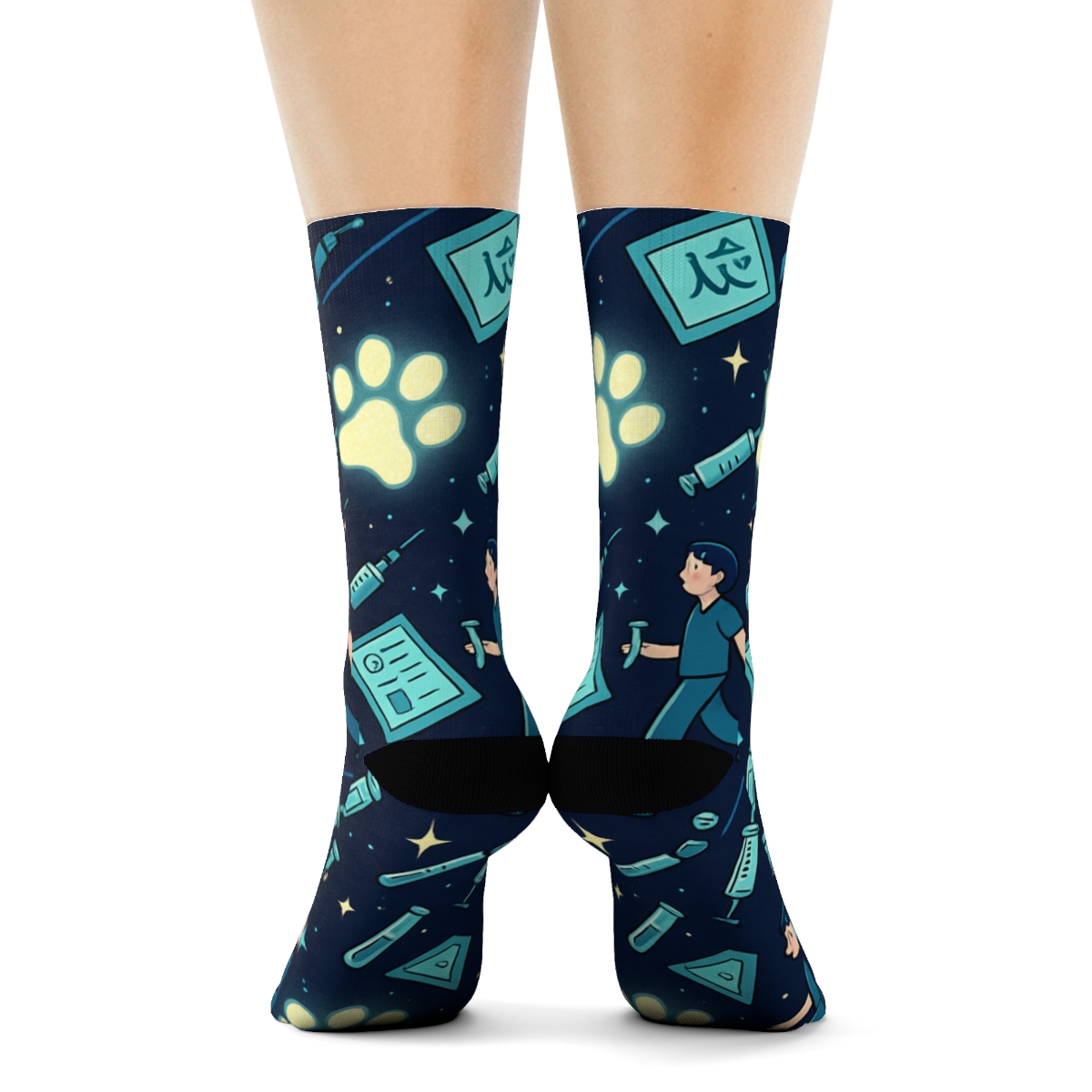 Veterinary Technician Night Shift Paw Constellation premium sports crew socks