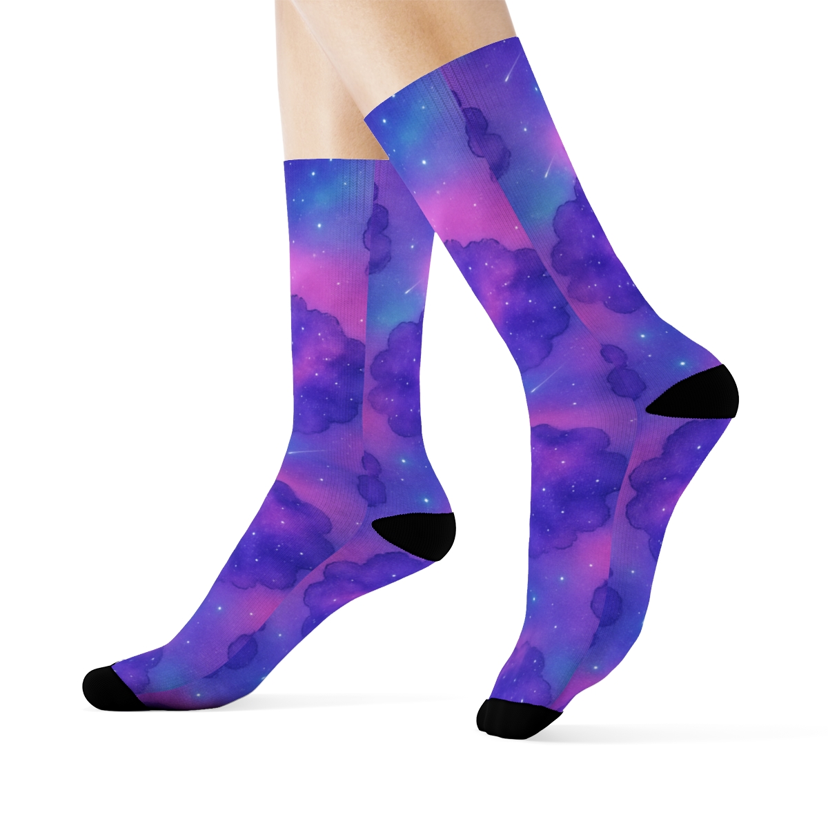 Neon Nebula Watercolor Grid stylish athletic crew socks