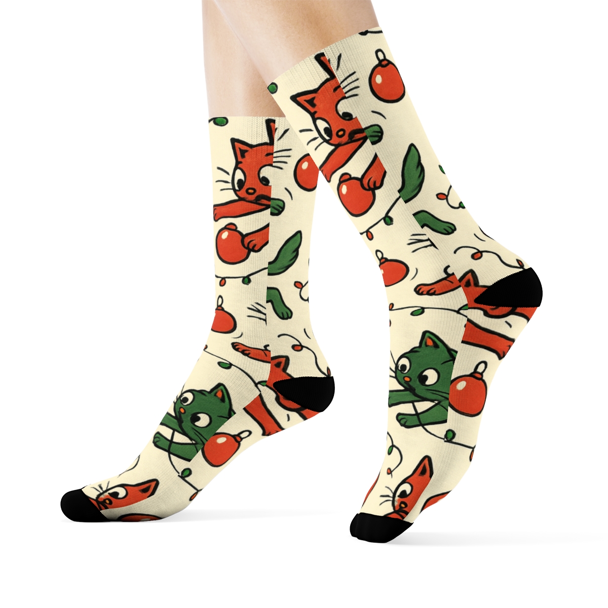 Mischief Cat Ornament Scatter custom crew socks