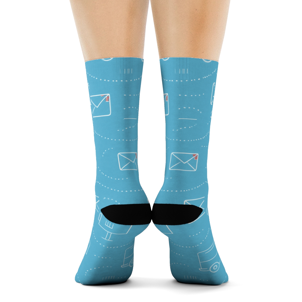 Envelope Waves With Mail Carrier Linework Minimal custom crew socks