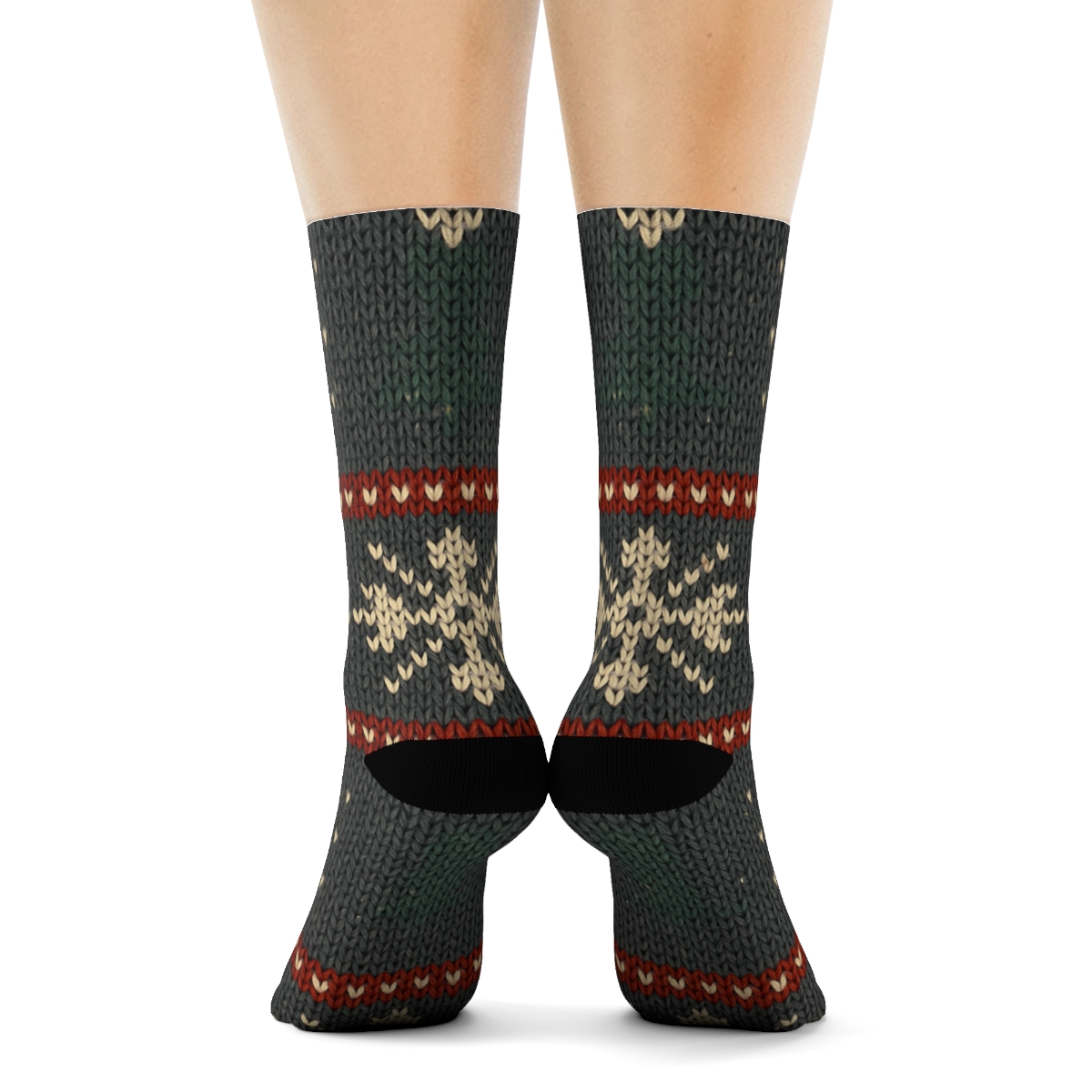 Snowflake Bands In Cozy Xmas Knit custom crew socks