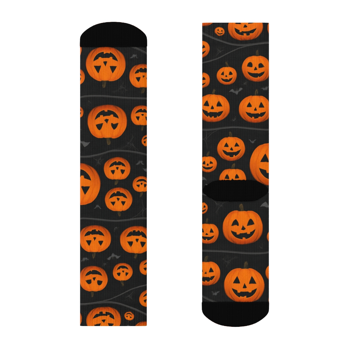 Jack O Lantern Wave On Black Background stylish athletic crew socks