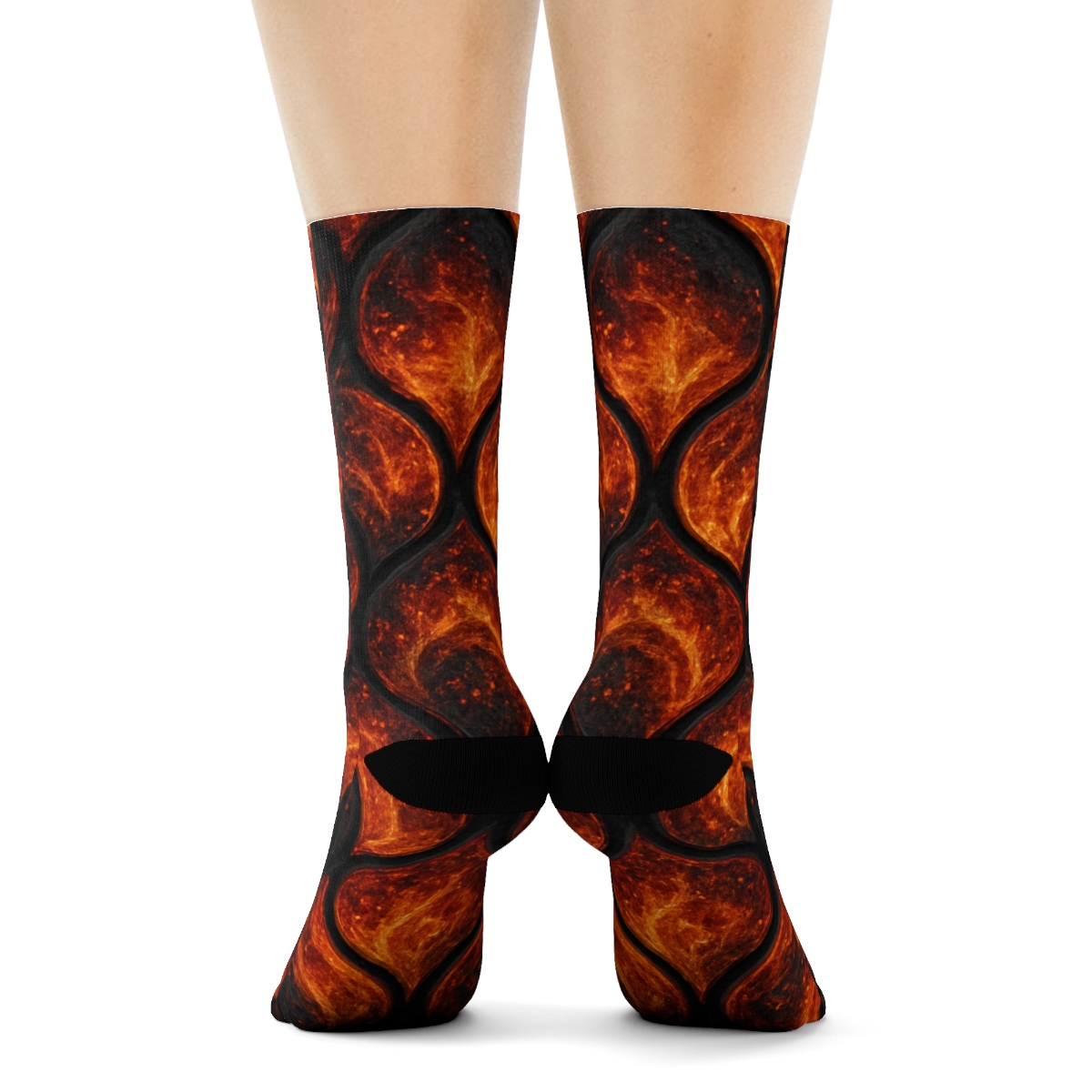 Glowing Ember Tessellation On Charcoal personalized crew socks