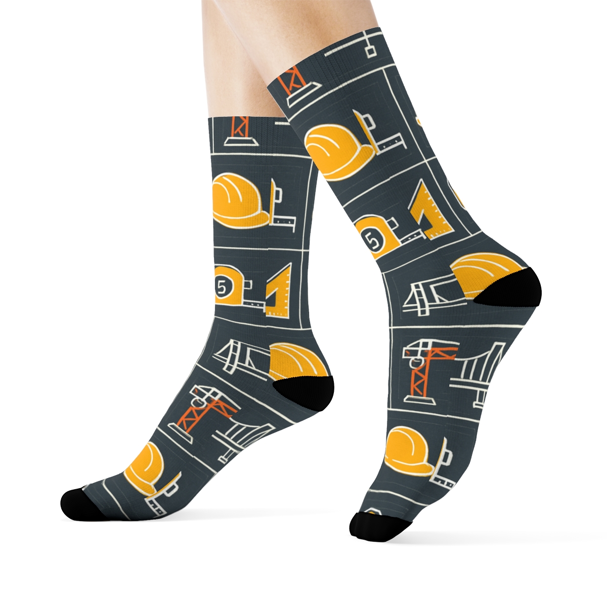 Blueprint Festival Pattern For Civil Engineer designer printed crew socks