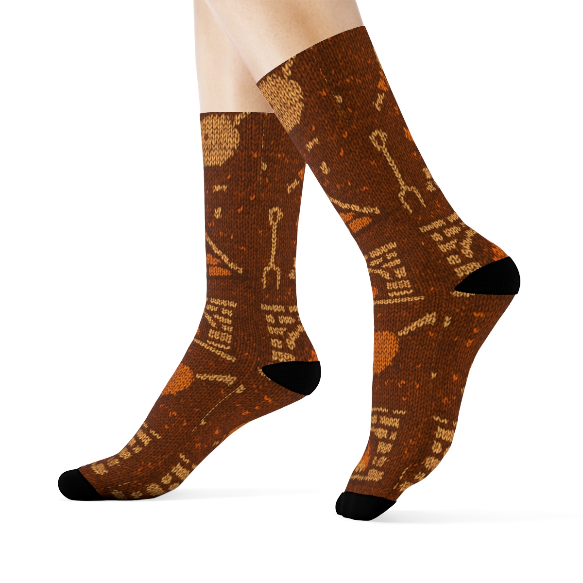 Knitted Hearth Icons With Fireplace Glow comfortable cotton crew socks