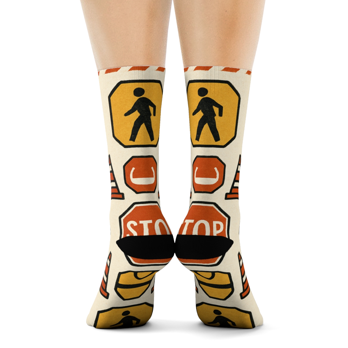 Vintage Street Poster Repeat With Crossing Guard Icons custom crew socks