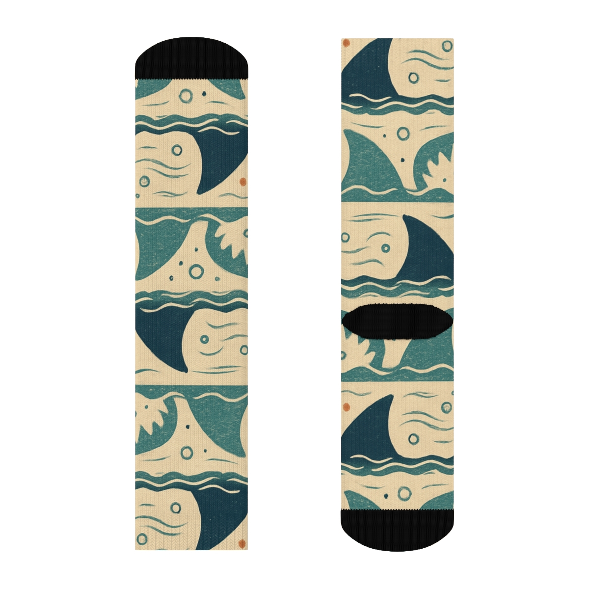 Nautical Patchwork With Shark Fin Bands custom crew socks