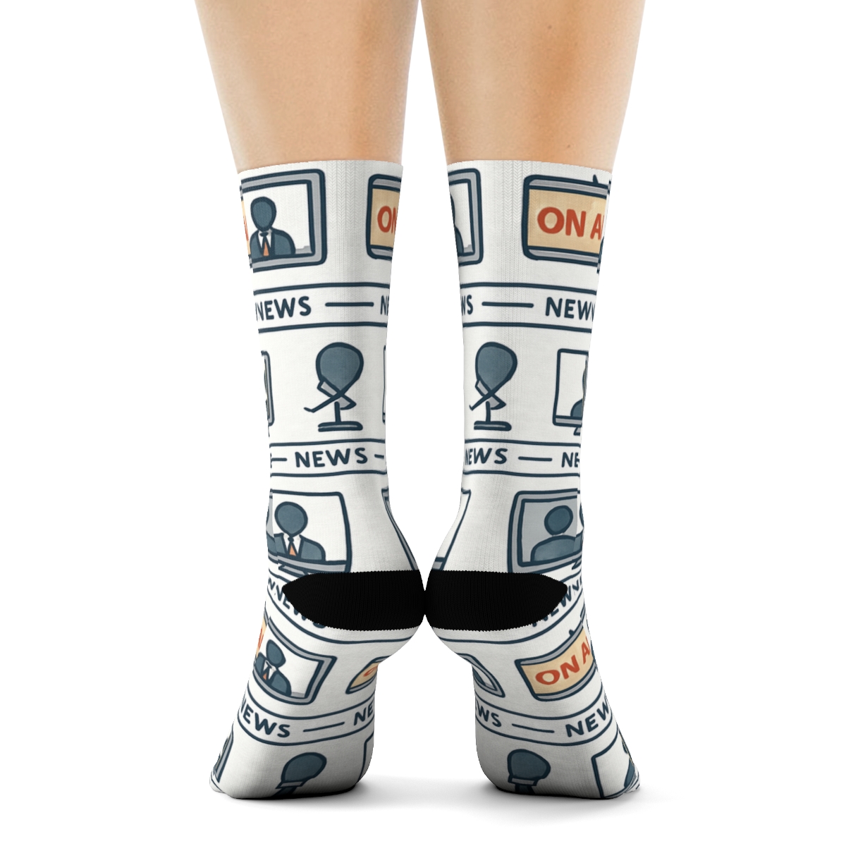 Ticker Line Lattice With News Anchor Icons comfortable cotton crew socks