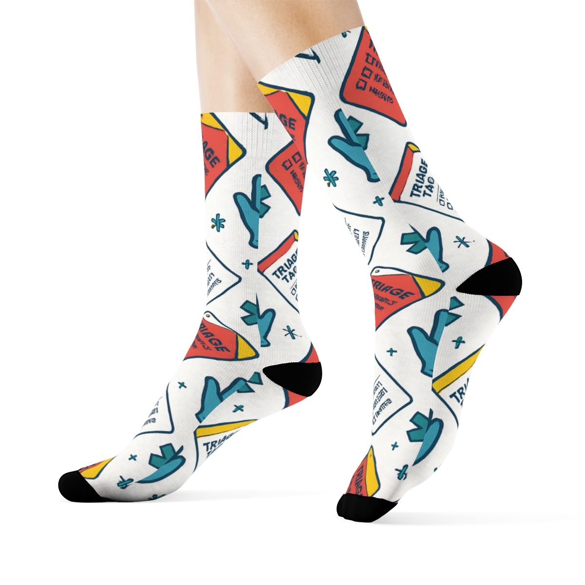 Triage Tag Lattice With Paramedic Rhythm stylish athletic crew socksTriage Tag Lattice with Paramedic Rhythm Crew Socks - Image 3