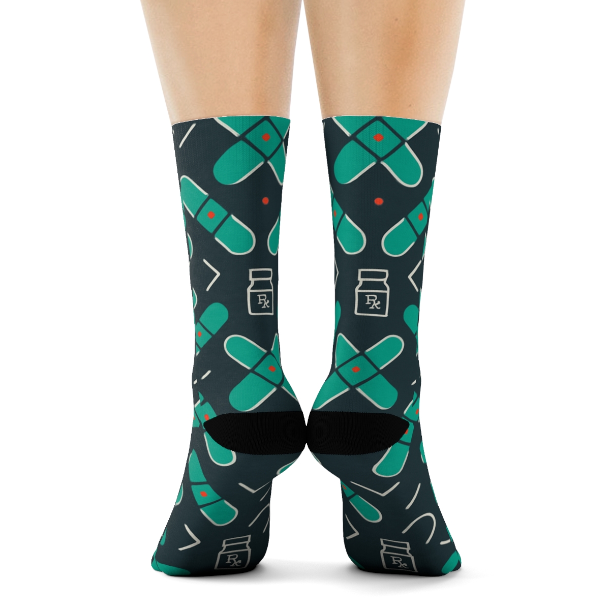 Pharmacist Grade Capsule Lattice On Charcoal unique graphic crew socks