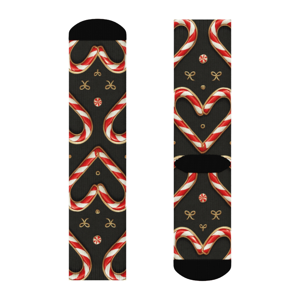 Candy Canes Heart Tile In Elegant Holiday Chic unique graphic crew socks