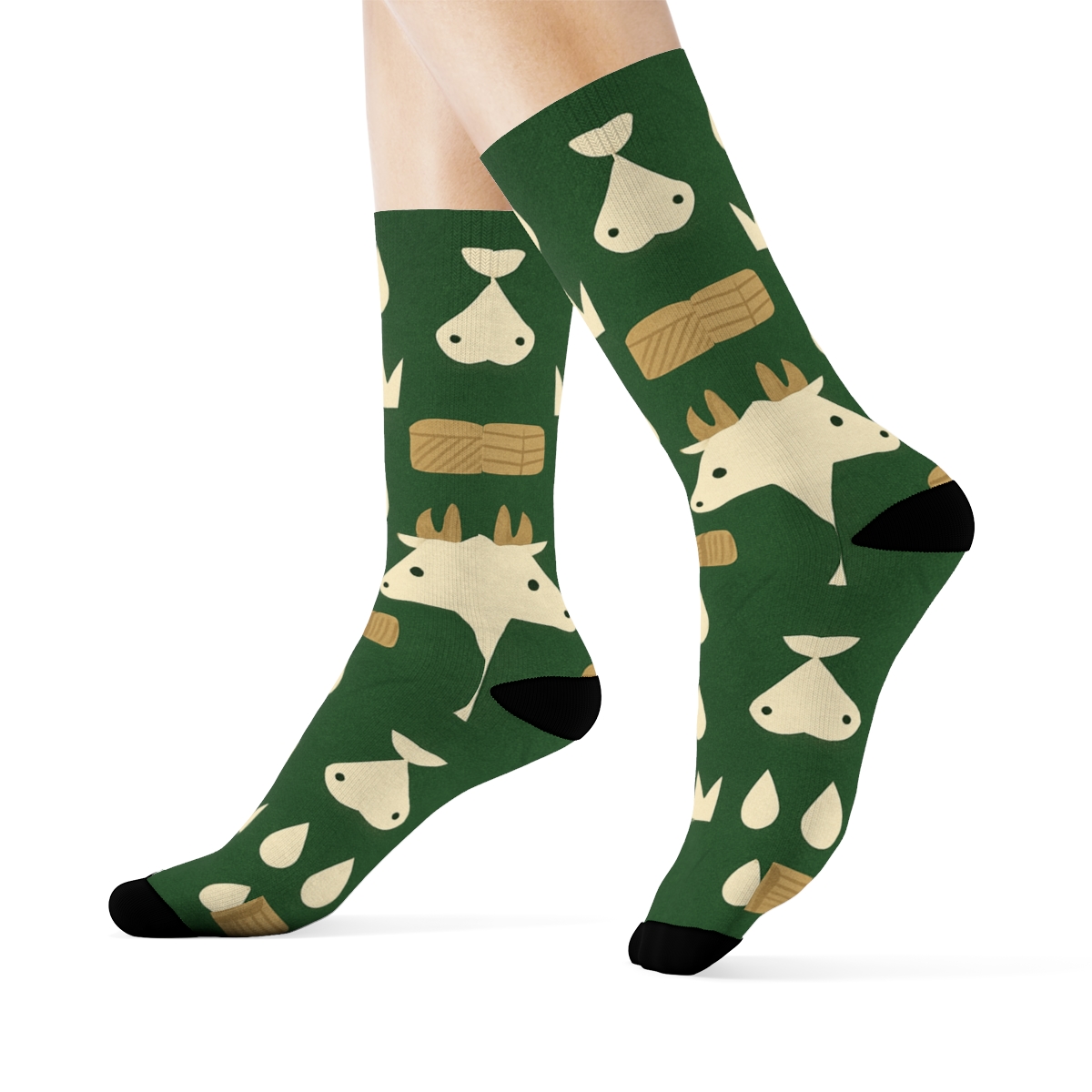 Pasture Parade With Cow Icons soft everyday crew socksPasture Parade with Cow Icons Crew Socks - Image 3