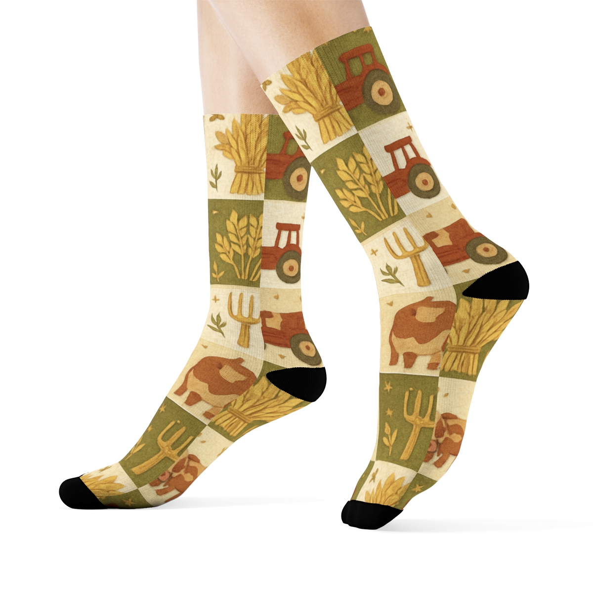 Patchwork Harvest Collage For The Farmer unique graphic crew socks