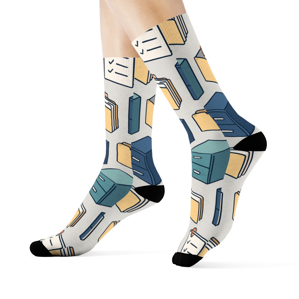 Filing Cabinet Tessellation For Office Manager designer printed crew socks