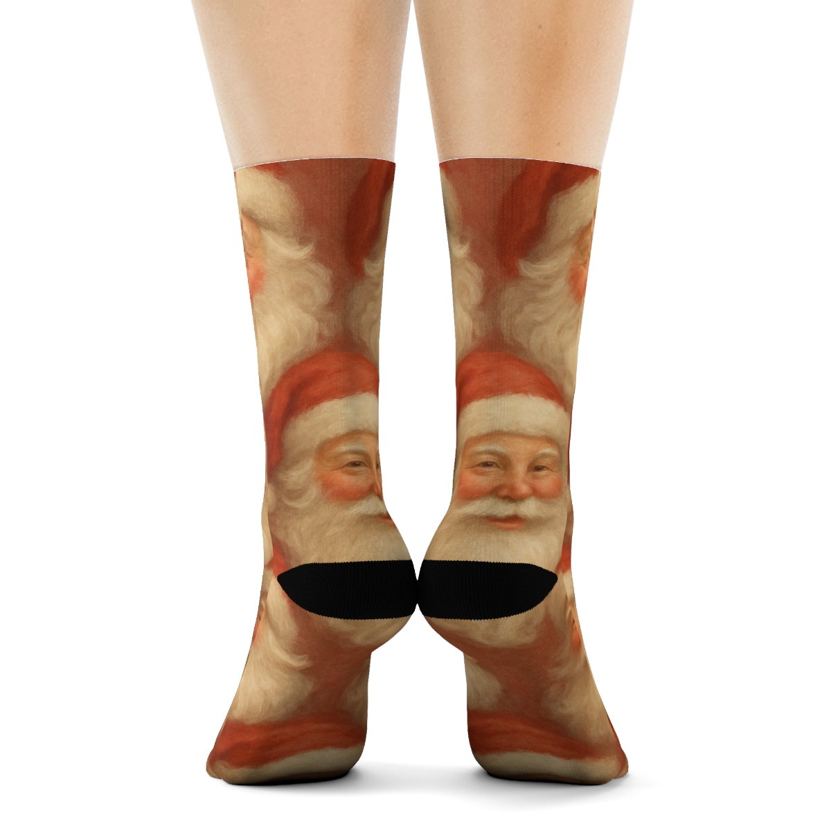 Cozy Santa Face Pattern custom crew socks