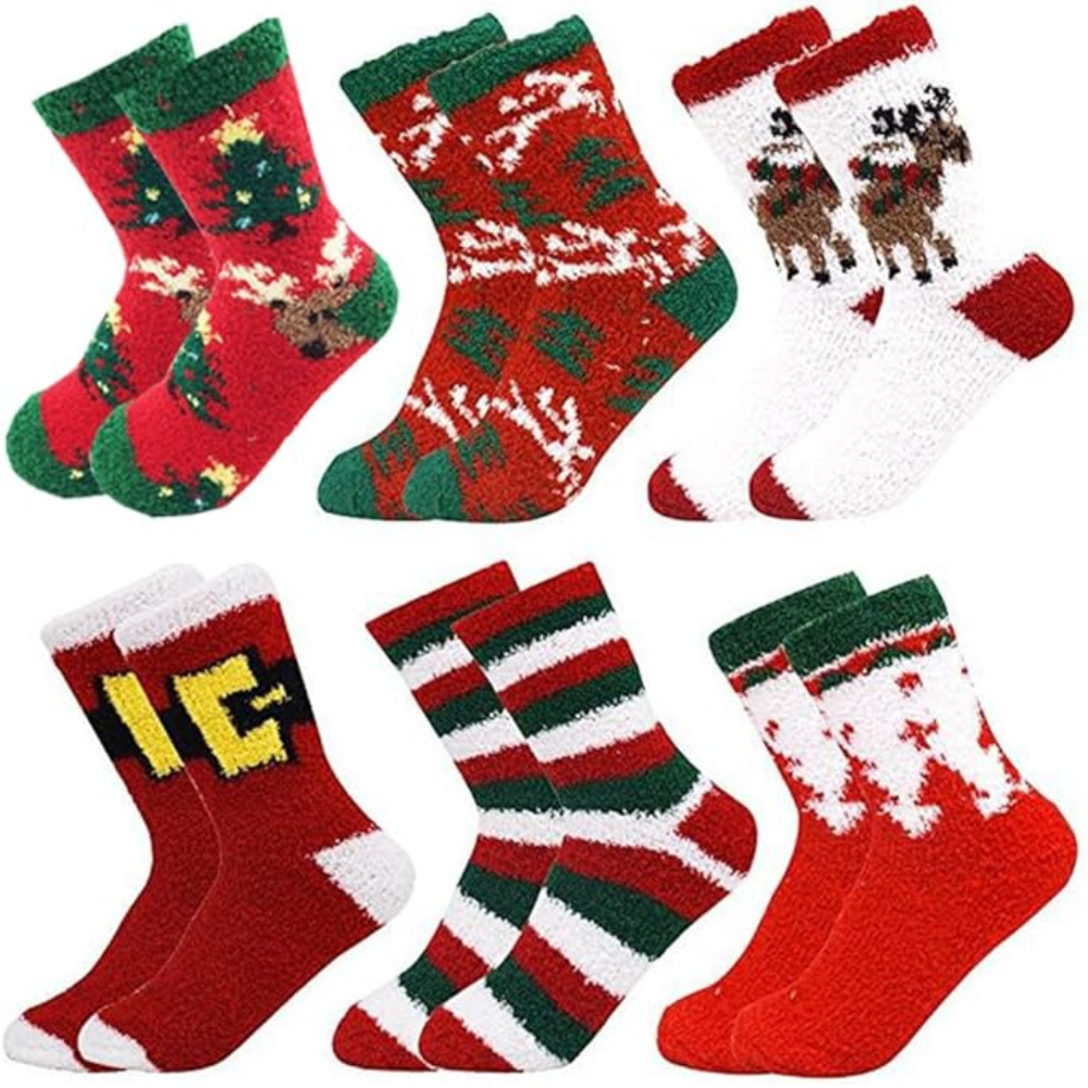 Christmas Fuzzy Socks Holiday Theme Set