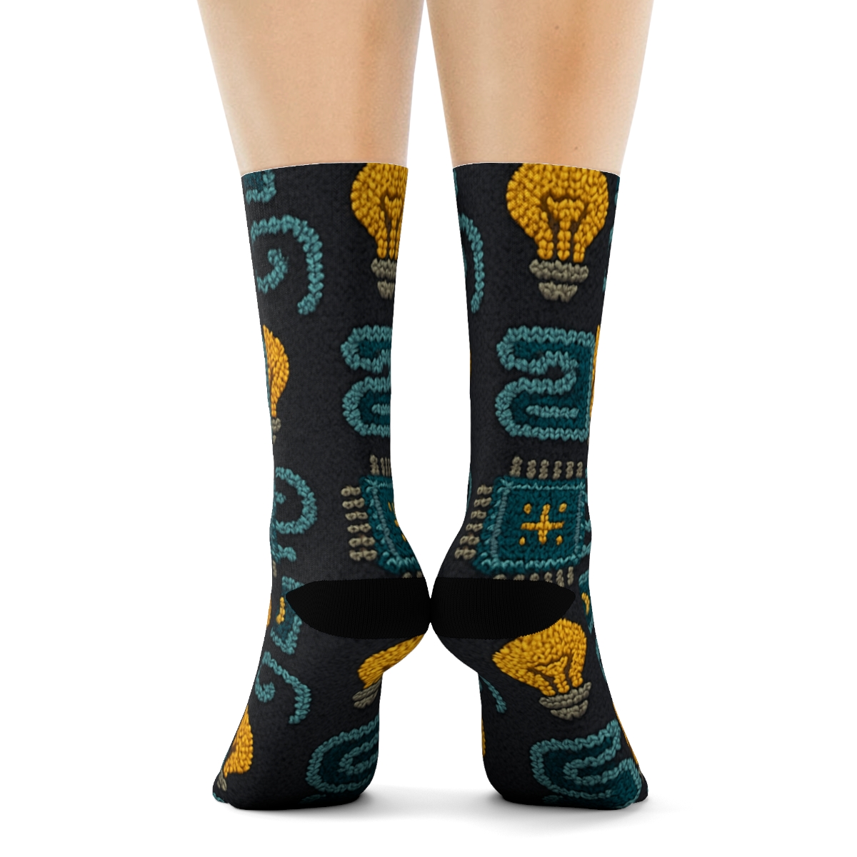 Circuit Quilt Electrician Pattern trendy patterned crew socks