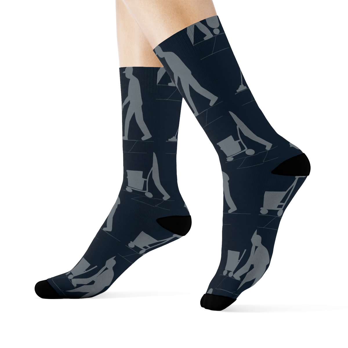 Midnight Tile Mosaic Janitor Pattern designer printed crew socks