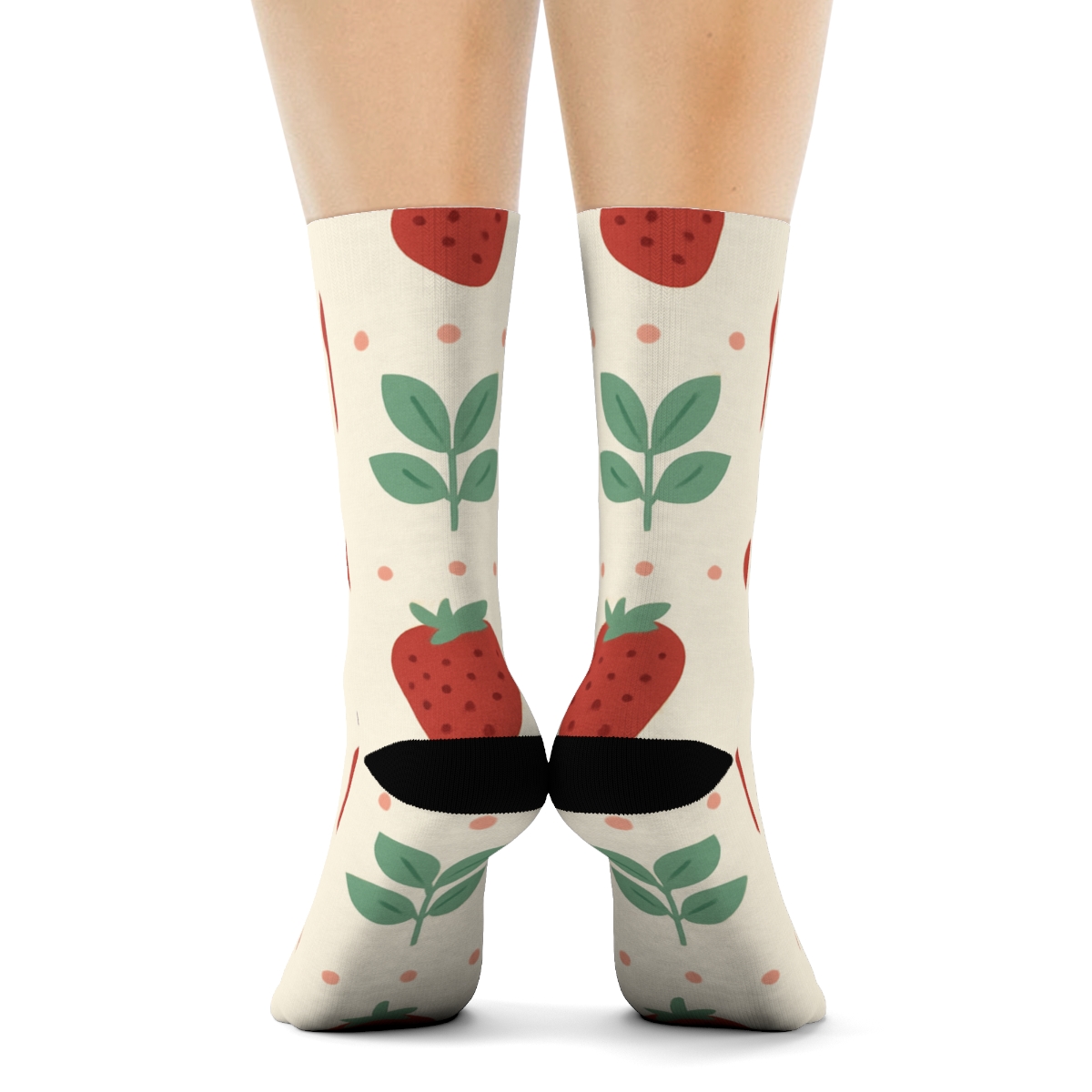Strawberry Jam Jar Lattice On Cream premium sports crew socks