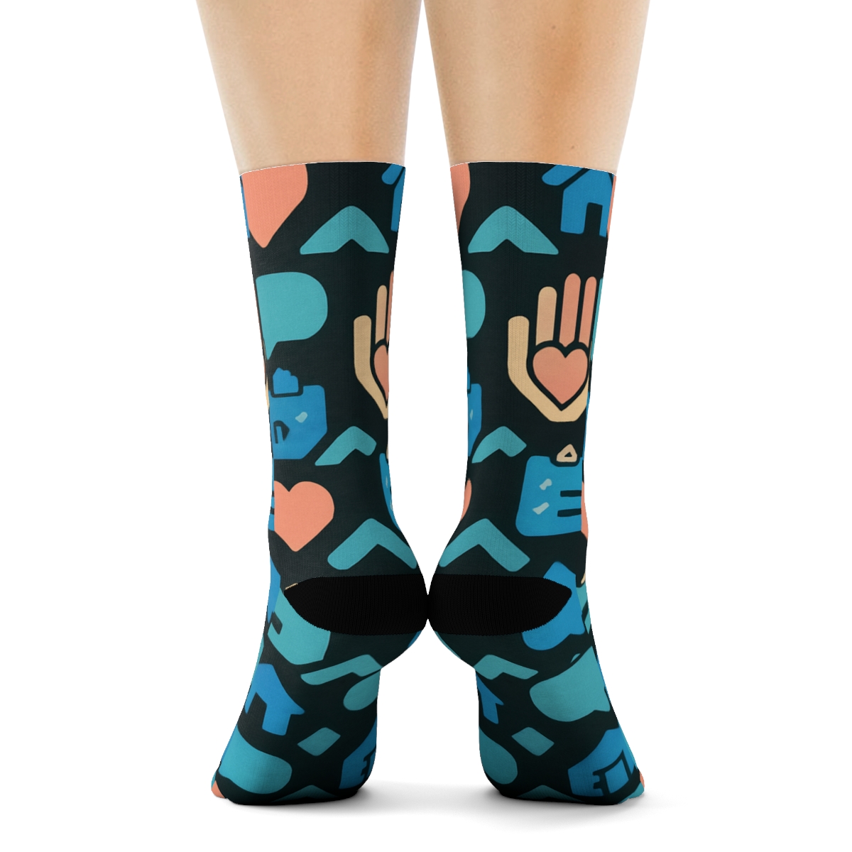 Social Worker Helping Hands Chevron On Charcoal custom crew socks