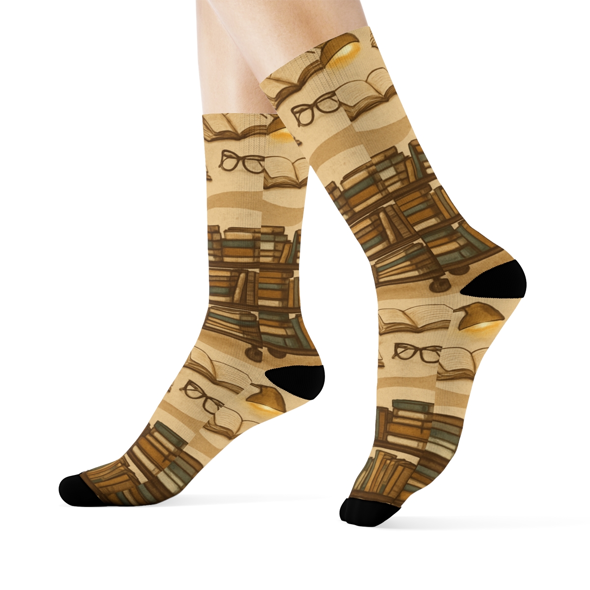Librarian Cart Wave Pattern Bands comfortable cotton crew socks