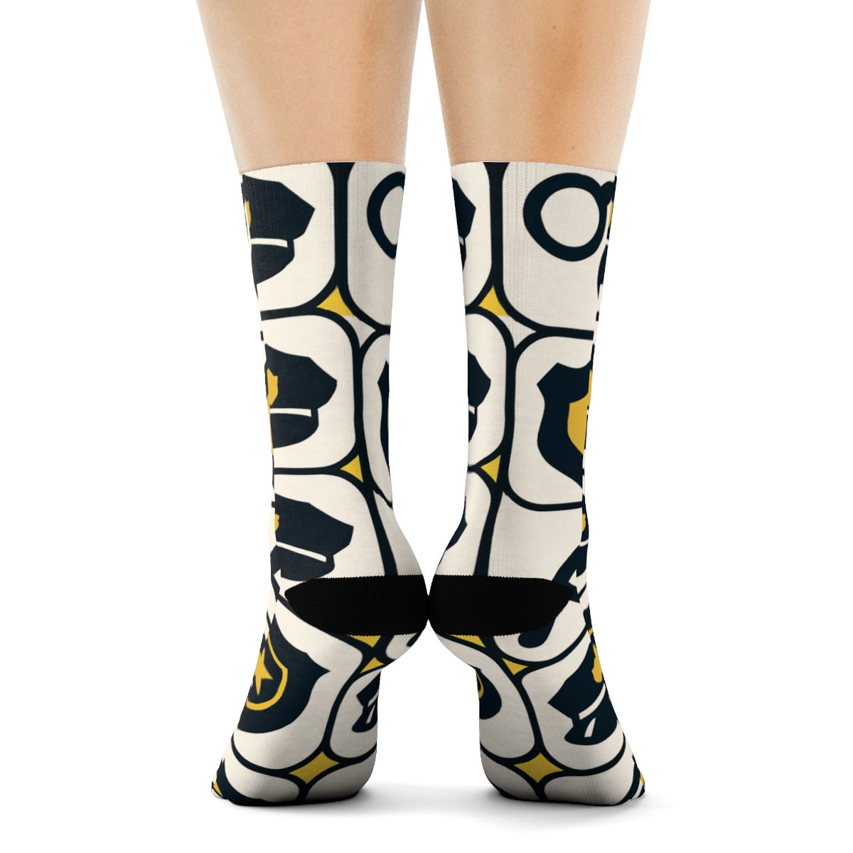 City Grid With Police Officer Emblem Repeat personalized crew socks