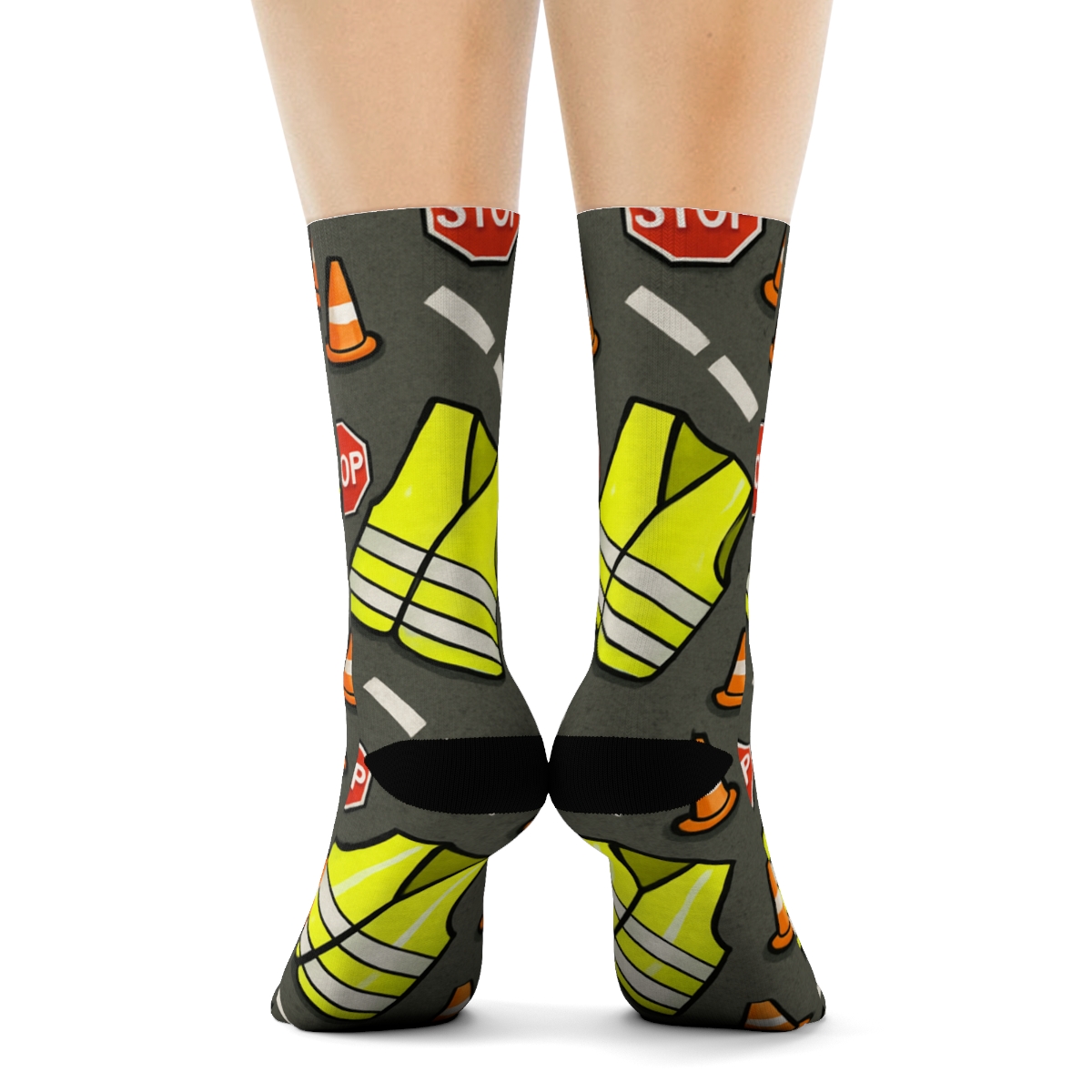 Safety Stripe Parade In Crossing Guard Style unique graphic crew socks